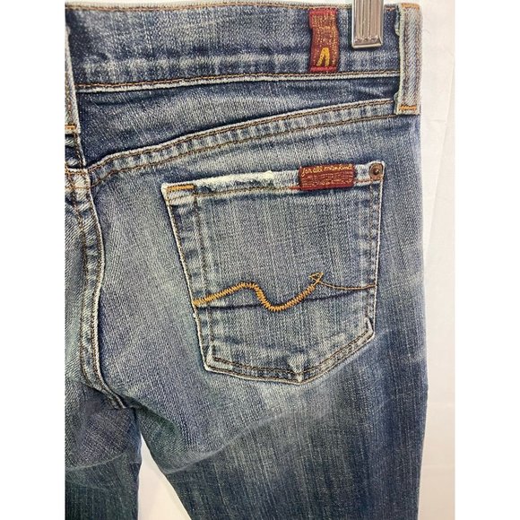7 For All Mankind Women 29 Blue Denim Boot Cut Pockets Medium Wash 29x32. - Picture 6 of 7